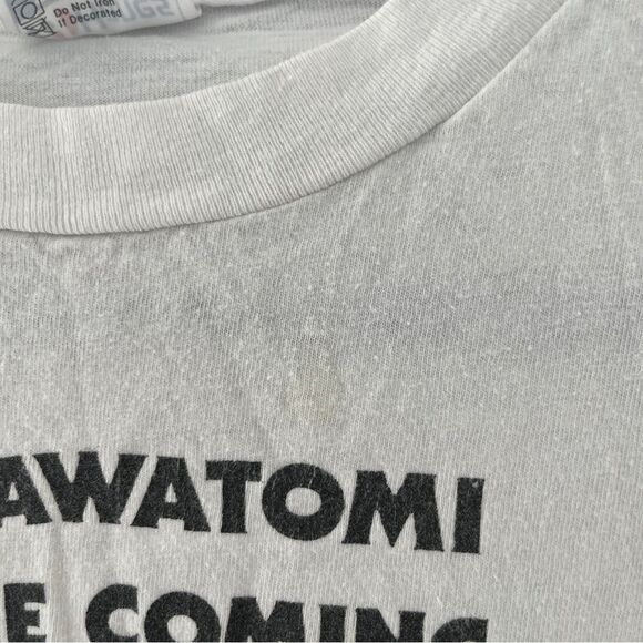 Vintage Single Stitch Graphic Tshirt Potawatomi Home Coming White Black Size XXL - Picture 8 of 9